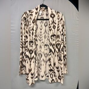 Chicos Cardigan Sweater size 2, Cream, Light Brown